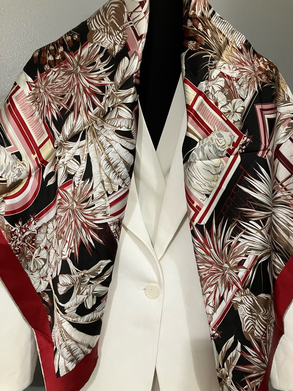 100% silk Extra Large Scarf Square Tropical and Animal print